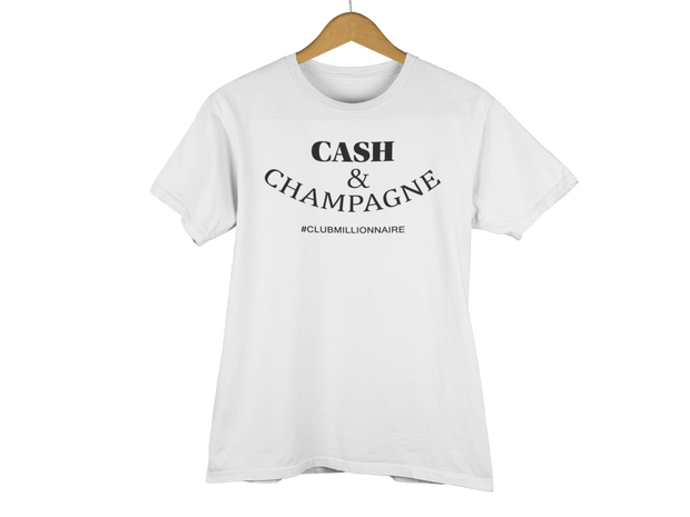 T-SHIRT "CASH & CHAMPAGNE" - ClubMillionnaire Shop
