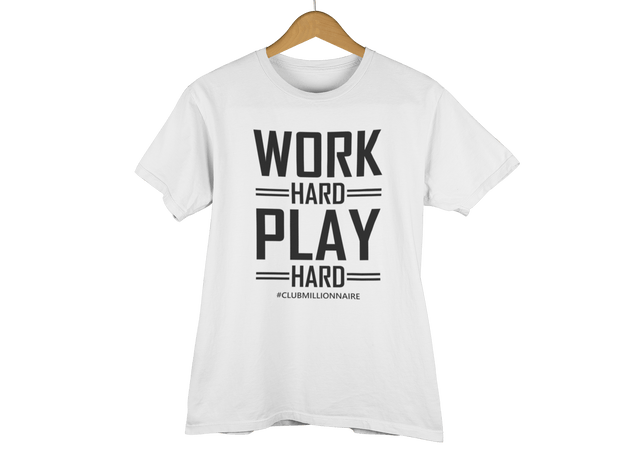 T-SHIRT "WORK HARD, PLAY HARD" - ClubMillionnaire Shop
